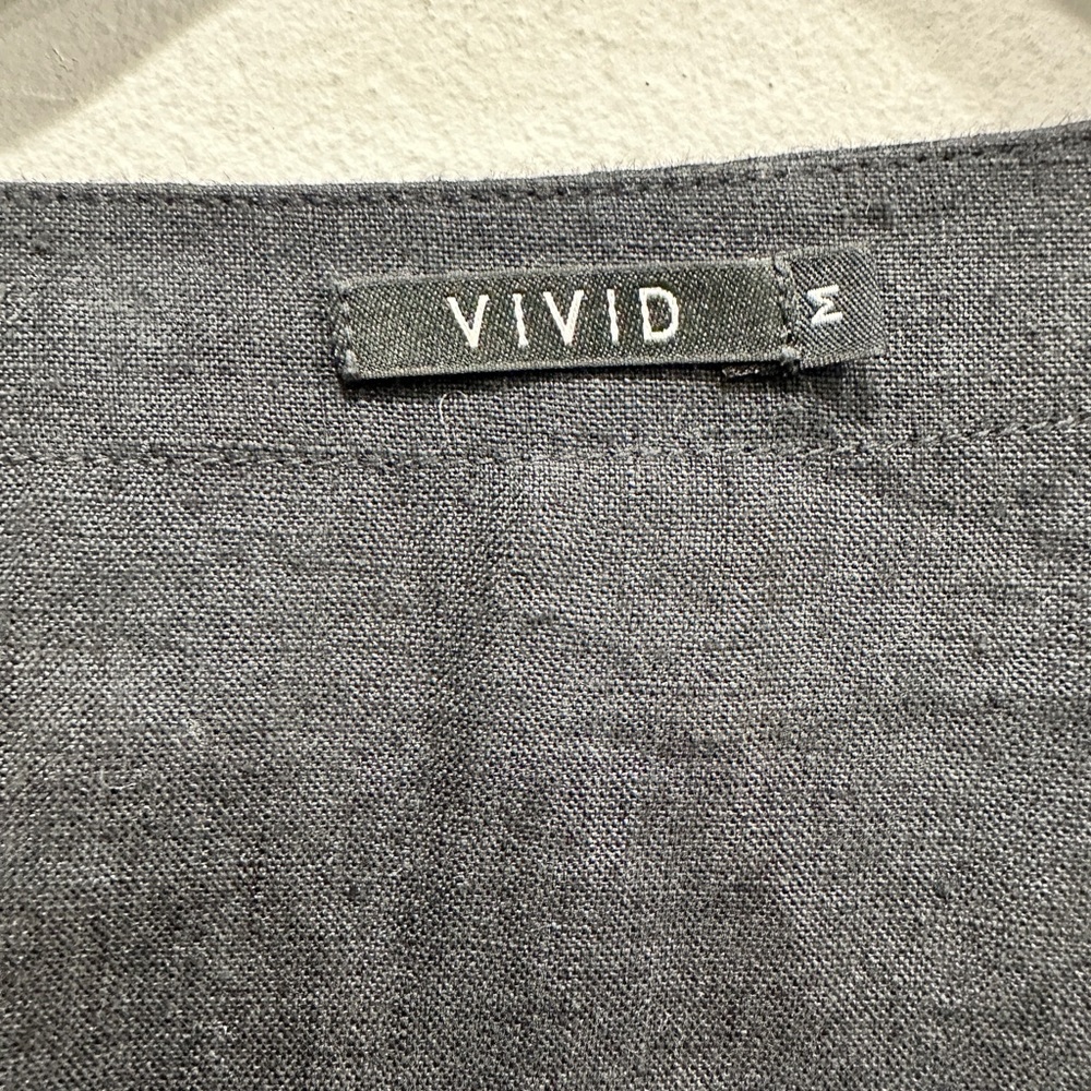 VIVID 100% Linen Long sleeve top tunic lagenlook black medium boho classic - Picture 8 of 11